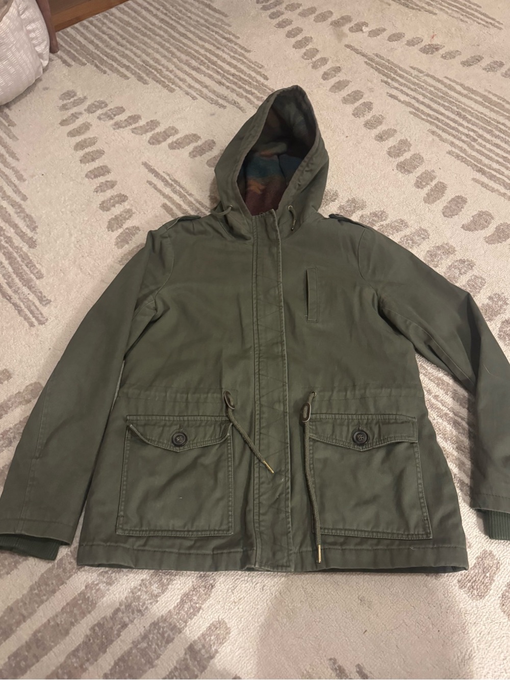 Olive Green Hooded Utility Jacket
